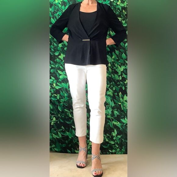 ✨ WHBM Layered Look V-Neck Blouse w/ Silver Bar – 3/4 Sleeve, Size L - Picture 1 of 8